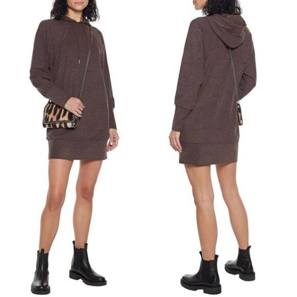 WALTER BAKER Maisie mélange fleece‎ hooded mini dress Size: Medium - Picture 1 of 5